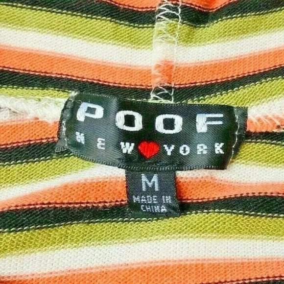 POOF NEW YORK Women 3/4 Sleeve Hoodie Pullover Striped Casual Top Size Medium - Picture 10 of 11